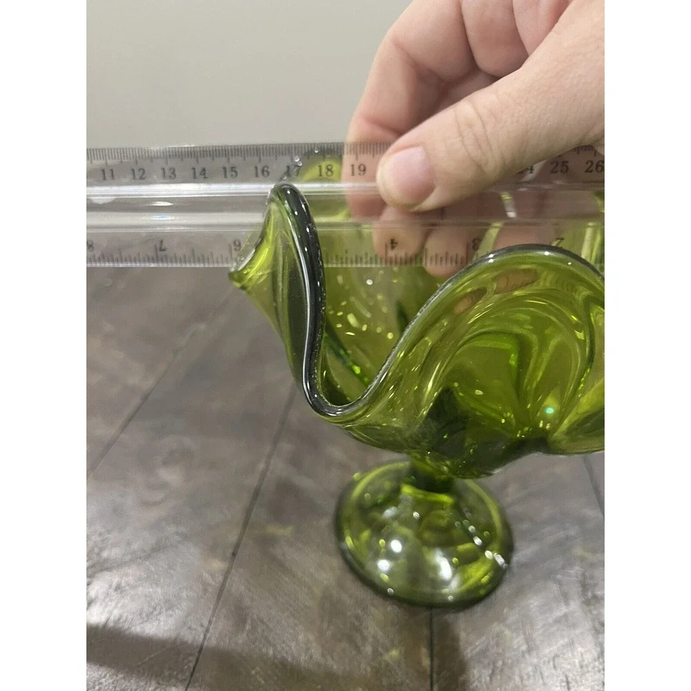 Viking Green Swung Glass‎ Handkerchief Vase 5.75